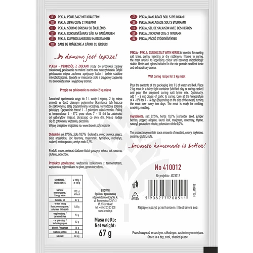 Pekelzout met kruiden "Pekla" - 70 g - 2 ['voor pekelen', ' voor ham', ' voor hammen', ' vleeswaren', ' pekeloplossing', ' zelfgemaakte ham', ' voor roken', ' voor bakken']