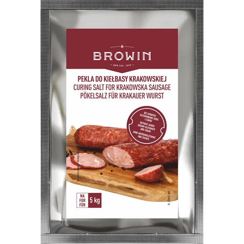 Pekelzout Pekel voor Kraków-worst - 115 g  - 1 ['pekel', ' pekelen', ' pekel voor worst', ' pekel voor Kraków-worst', ' pekel voor vlees', ' pekelzout', ' zout voor het pekelen van vlees', ' recept voor het pekelen van vlees', ' droog pekelen', ' zout voor pekelen']