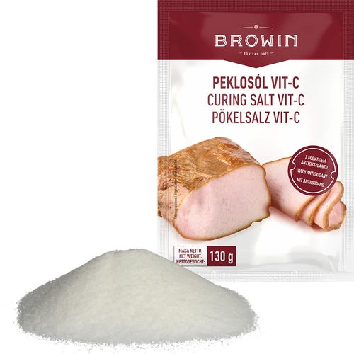 Pekelzout Vit-C - 130 g - 3 ['pekelzout', ' pekel', ' pekelzout voor vlees', ' vleesconservering', ' vleeswarenconservering', ' voor pekelen', ' pekeloplossing', ' vitamine C', ' natriumascorbaat']