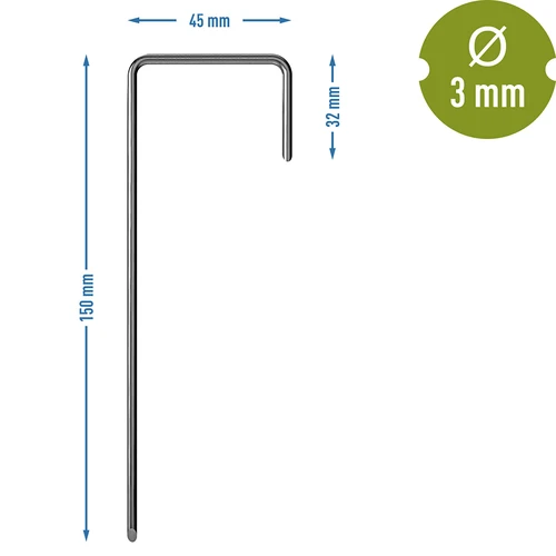 Pinnen voor landbouwdoek, stalen L-type - 100 stuks - 7 ['voor het bevestigen van landbouwdoek', ' pinnen voor landbouwdoek', ' ankers voor landbouwdoek', ' L-pinnen', ' voor molengaas', ' pin voor landbouwdoek']
