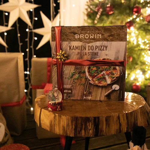 Pizzasteen met handvat en mesje, van cordieriet, rond 33 cm - 19 ['cadeau', ' zelfgemaakte pizza', ' voor het bakken van pizza', ' voor het serveren van pizza', ' voor het bakken van brood', ' voor het bakken van broodjes']