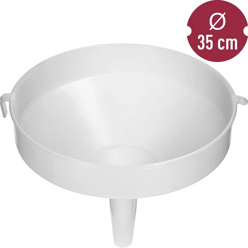 Plastic trechter fi 35 cm - 4 ['trechter voor ballonnen', ' trechter voor wijn', ' trechter voor most', ' trechter voor bier', ' trechter voor sap', ' grote ronde trechter', ' plastic trechter', ' goede trechter', ' kunststof trechters', ' trechter voor vloeistoffen', ' trechter voor het vullen van ballonnen', ' praktische trechter', ' ruime trechter', ' trechter met een diameter van 35 cm', ' trechter met fi 35 cm', ' brede trechter voor het gieten van vloeistoffen', ' wijnaccessoires', ' brouwaccessoires', ' trechter voor zelfgemaakte sappen', ' comfortabele wijntrechter', ' thuis wijn maken', ' accessoires voor thuisverwerking', ' grote keukentrechter', ' grote universele trechter', ' trechter met ontluchter']