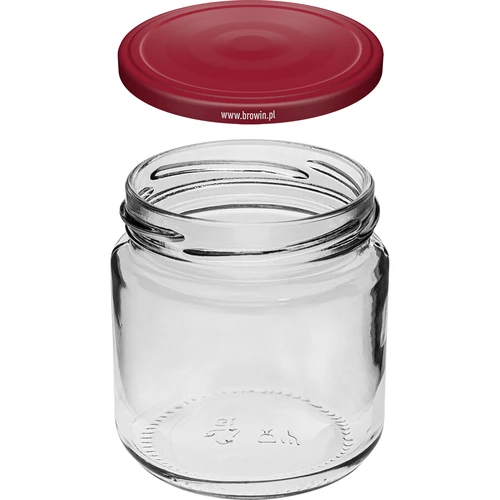 Pot 212 ml fi66/4 met bordeauxrood deksel 6 stuks - 3 ['set van potten', ' potten voor jam', ' potten met deksels', ' potten fi 66', ' potten met deksels 4 klemmen', ' potten met bordeauxrode deksels', ' voor conserven', ' voor wecken', ' kruidencontainer', ' pot voor puree', ' pot voor honing', ' voor gemarineerde paddenstoelen']