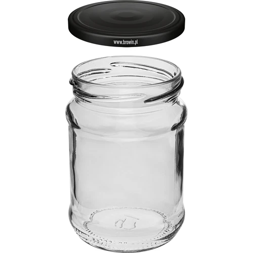 Pot 250 ml fi 66/4 zwarte deksel - 6 stuks - 3 ['set van potten', ' potten voor fermenteren', ' potten voor jam', ' potten met deksels', ' potten fi 66', ' potten met deksels 4 klemmen', ' potten met zwarte deksels', ' voor conserven', ' voor wecken', ' kruidencontainer']