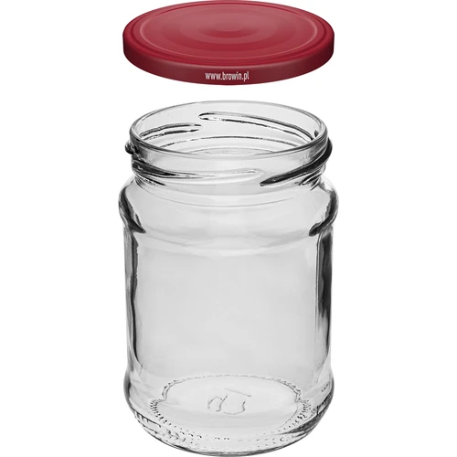 Pot 250 ml fi66/4 bordeaux deksel - 6 stuks - 3 ['set van potten', ' potten voor fermentatie', ' potten voor jam', ' potten met deksels', ' potten fi 66', ' potten met deksels 4 klemmen', ' potten met bordeauxrode deksels', ' voor conserven', ' voor wecken', ' kruidencontainer']