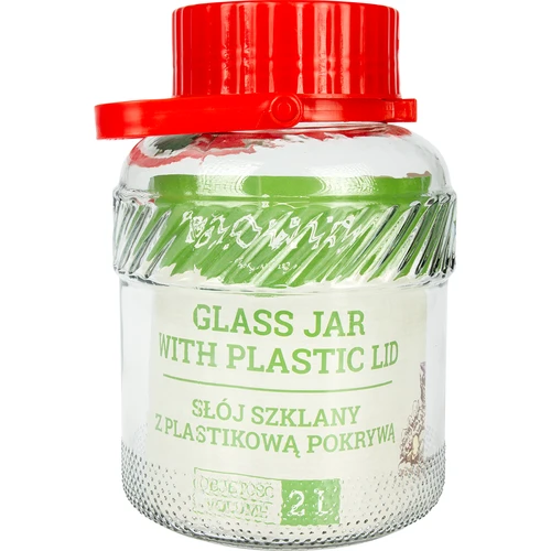Pot 2L met plastic deksel  - 1 ['grote pot', ' grote sloik', ' grote pot', ' grote pot', ' grote glazen pot', ' pot voor conserven', ' voor fermentatie', ' voor komkommers', ' voor kool', ' industriële pot', ' pot met tang', ' pot tang', ' tang voor komkommers']