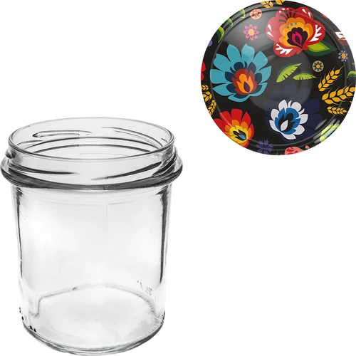 Pot 350 ml met gekleurde deksel - 6 stuks - 7 ['voor conserven', ' voor jam', ' voor compote', ' voor pruimenmoes', ' pruim', ' pruimen', ' van perziken', ' perzik', ' fruit', ' voor chia dessert', ' kersenjam']