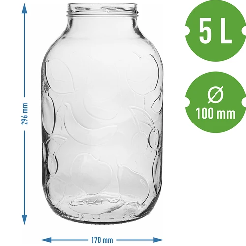 Pot 5 L fi 100, zonder deksels, 6 stuks - 9 ['Pot voor likeuren', ' voor likeuren', ' pot voor alcohol', ' pot voor fermentatie', ' pot voor punch', ' pot voor limonade', ' pot 5L', ' pot zonder deksel', ' decoratieve pot', ' decoratieve pot', ' pot voor conserven', ' pot', ' glazen pot', ' pot fi 100', ' potten 6 stuks']