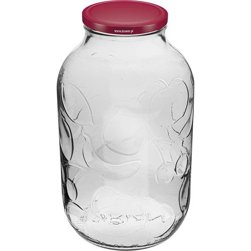 Pot 5L met ornament deksel bordeaux fi 100  - 1 ['pot 5l', ' pot met deksel', ' Pot voor likeuren', ' voor likeuren', ' pot voor alcohol', ' pot voor fermentatie', ' pot voor punch', ' pot voor limonade', ' pot 5L', ' pot met deksel', ' decoratieve pot', ' decoratieve pot', ' pot voor conserven', ' pot', ' glazen pot', ' metalen deksel', ' deksel fi 100', ' pot 5L']