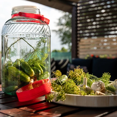 Pot 8 L met plastic deksel - 8 ['grote pot', ' grote sloik', ' grote pot', ' grote pot', ' grote glazen pot', ' pot voor conserven', ' voor fermentatie', ' voor komkommers', ' voor kool', ' industriële pot', ' pot met tang', ' pot tang', ' tang voor komkommers']