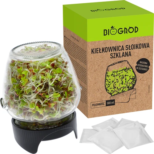 Pot kiemgroente Twist-off + 5 verpakkingen zaden - 5 ['kiemgroente', ' glazen kiemgroente', ' kiemen kweken', ' pot kiemgroente', ' kiemkweker', ' kiemgroente', ' radijskiemen', ' broccoli Rabbs', ' mungboonkiemen']