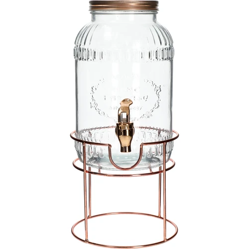 Pot met kraantje 3,8 L op standaard - 2 ['pot met kraan', ' pot voor limonade', ' pot voor punch', ' pot voor dranken', ' drankdispenser', ' voor feesten', ' voor het serveren van dranken', ' glazen pot met kraantje', ' pot op standaard', ' pot met kraantje']