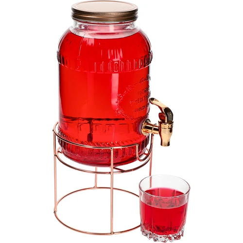 Pot met kraantje 3,8 L op standaard - 5 ['pot met kraan', ' pot voor limonade', ' pot voor punch', ' pot voor dranken', ' drankdispenser', ' voor feesten', ' voor het serveren van dranken', ' glazen pot met kraantje', ' pot op standaard', ' pot met kraantje']