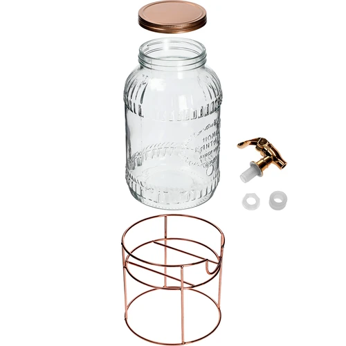Pot met kraantje 3,8 L op standaard - 3 ['pot met kraan', ' pot voor limonade', ' pot voor punch', ' pot voor dranken', ' drankdispenser', ' voor feesten', ' voor het serveren van dranken', ' glazen pot met kraantje', ' pot op standaard', ' pot met kraantje']