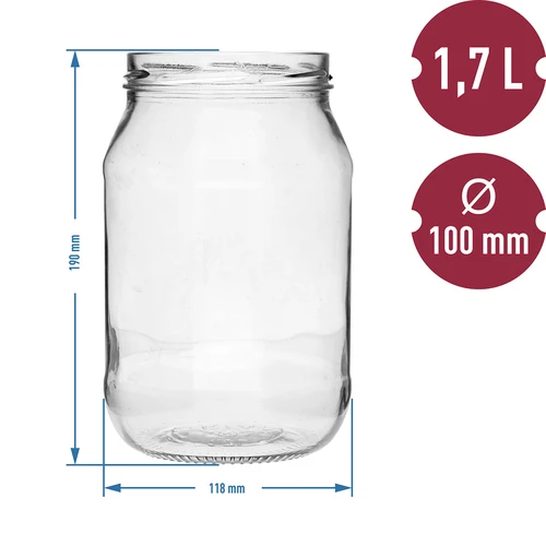 Pot TO 1,7L fi 100 - 6 stuks - 5 ['grote pot', ' pot voor fermentatie', ' pot voor inmaken', ' pot 1', '7L', ' bos in een pot', ' vlees in een pot', ' vleeswaren in een pot', ' pot voor paddenstoelen', ' pot voor champignons']