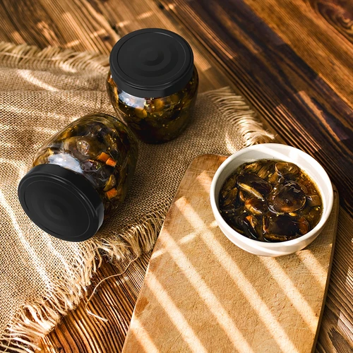 Pot TO 106 ml Amfora met gekleurd deksel fi 53 - 8 stuks - 7 ['set van potten', ' potten voor jam', ' pot voor conserven', ' pot voor conserven', ' potten met deksels', ' potten fi 53', ' potten met gekleurde deksels', ' potten voor conserven', ' potten voor wecken', ' potten voor vlees', ' pottenverzameling', ' potten voor pasteurisatie', ' vlees in een pot', ' amfora pot']