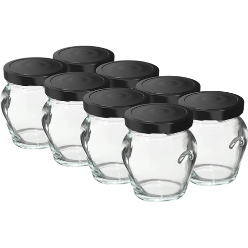 Pot TO 106 ml Amfora met gekleurd deksel fi 53 - 8 stuks  - 1 ['set van potten', ' potten voor jam', ' pot voor conserven', ' pot voor conserven', ' potten met deksels', ' potten fi 53', ' potten met gekleurde deksels', ' potten voor conserven', ' potten voor wecken', ' potten voor vlees', ' pottenverzameling', ' potten voor pasteurisatie', ' vlees in een pot', ' amfora pot']
