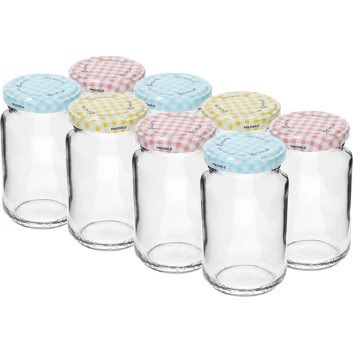 Pot TO 190ml met gekleurde deksel fi 53 - 8 stuks - 2 ['potjes', ' kleine potjes', ' potje', ' glazen pot', ' glazen potjes', ' pot met deksel', ' potjes voor conserven', ' pot voor wecken', ' potjes voor wecken', ' potjes voor kruiden', ' pot voor jam', ' pot voor confituur', ' pot voor honing', ' potjes TO 190 ml']