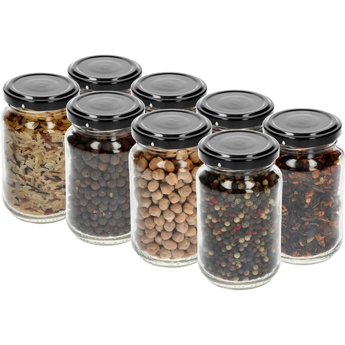 Pot TO 190ml met gekleurde deksel fi 53 - 8 stuks - 10 ['potjes', ' kleine potjes', ' potje', ' glazen pot', ' glazen potjes', ' pot met deksel', ' potjes voor conserven', ' pot voor wecken', ' potjes voor wecken', ' potjes voor kruiden', ' pot voor jam', ' pot voor confituur', ' pot voor honing', ' potjes TO 190 ml']