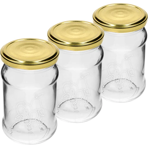 Pot TO 300ml met opdruk - mix van fruit en deksel fi66/4 - 3 stuks - 2 ['potten met opdruk', ' decoratieve potten', ' potten met deksels', ' potten voor conserven', ' elegante potten', ' potten voor jam', ' pot met opdruk', ' pot met afbeelding', ' potten voor conserven', ' potten voor voorraadkast', ' pot TO', ' pot twist-off']
