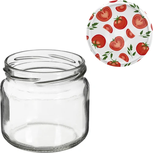 Pot TO 370 ml met gekleurd deksel fi82/6- 6 stuks - 7 ['potten', ' kleine potten', ' potje', ' glazen pot', ' glazen potten', ' pot met deksel', ' potten voor conserven', ' pot voor wecken', ' potten voor wecken', ' potten voor kruiden', ' pot voor jam', ' pot voor confituur', ' pot voor honing', ' potje voor honing']