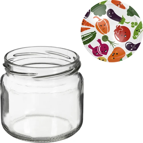 Pot TO 370 ml met gekleurd deksel fi82/6- 6 stuks - 6 ['potten', ' kleine potten', ' potje', ' glazen pot', ' glazen potten', ' pot met deksel', ' potten voor conserven', ' pot voor wecken', ' potten voor wecken', ' potten voor kruiden', ' pot voor jam', ' pot voor confituur', ' pot voor honing', ' potje voor honing']