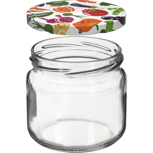 Pot TO 370 ml met gekleurd deksel fi82/6- 6 stuks - 3 ['potten', ' kleine potten', ' potje', ' glazen pot', ' glazen potten', ' pot met deksel', ' potten voor conserven', ' pot voor wecken', ' potten voor wecken', ' potten voor kruiden', ' pot voor jam', ' pot voor confituur', ' pot voor honing', ' potje voor honing']