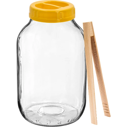 Pot TO 4 L, tang en kunststof deksel fi 100, met handvat  - 1 ['pot', ' glazen pot', ' glazen pot', ' pot met deksel', ' pot voor het inmaken van augurken', ' pot voor augurken', ' pot voor likeuren', ' pot voor likeuren', ' pot met handvat', ' deksel met handvat', ' praktische pot', ' pot met handvat', ' mooie pot', ' welke pot te kopen', ' pot met tang', ' pot voor augurken', ' pot voor ingelegde augurken']
