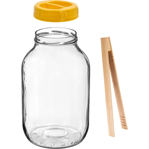 Pot TO 4 L, tang en kunststof deksel fi 100, met handvat - 2 ['pot', ' glazen pot', ' glazen pot', ' pot met deksel', ' pot voor het inmaken van augurken', ' pot voor augurken', ' pot voor likeuren', ' pot voor likeuren', ' pot met handvat', ' deksel met handvat', ' praktische pot', ' pot met handvat', ' mooie pot', ' welke pot te kopen', ' pot met tang', ' pot voor augurken', ' pot voor ingelegde augurken']