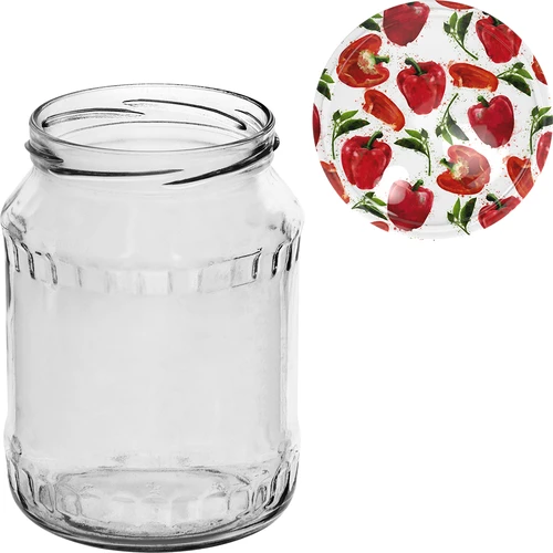 Pot TO 720 ml met gekleurd deksel fi 82/6 - 6 stuks - 11 ['set potten', ' potten voor jam', ' pot voor conserven', ' pot voor conserven', ' potten met deksels', ' potten fi 82', ' potten met gekleurde deksels', ' potten voor conserven', ' potten voor wecken', ' potten voor vlees', ' pottenverzameling', ' potten voor pasteurisatie', ' vlees in een pot']