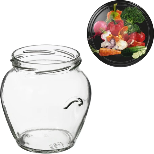 Pot TO Amfora 580 ml met gekleurde deksel fi82/6-6st. - 12 ['pot voor conserven', ' decoratieve pot', ' weckpot', ' pot voor compote', ' pot voor groentesalades', ' pot voor ingelegde groenten', ' pot voor ingelegde paddenstoelen', ' pot met decoratieve deksel', ' set potten', ' pot 0', '5 L']
