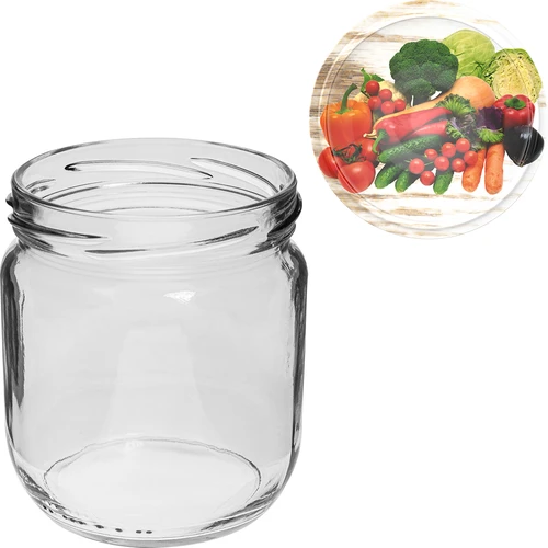 Pot TO Gurken 425 ml met gekleurde deksel fi 82/6 - 6 stuks - 6 ['groenteconserven', ' ingelegde courgette', ' gefermenteerde bloemkool', ' tomatenpuree', ' potten met deksels', ' zelfgemaakte weckpotten', ' voor fermentatie', ' tomatenconserven', ' gefermenteerde paprika', ' ingelegde paprika']