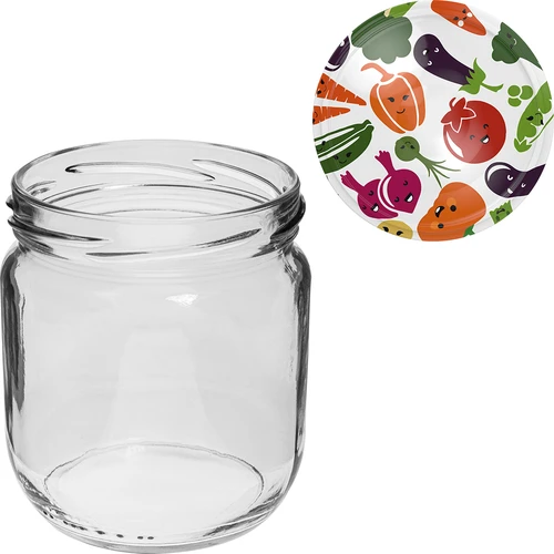 Pot TO Gurken 425 ml met gekleurde deksel fi 82/6 - 6 stuks - 7 ['groenteconserven', ' ingelegde courgette', ' gefermenteerde bloemkool', ' tomatenpuree', ' potten met deksels', ' zelfgemaakte weckpotten', ' voor fermentatie', ' tomatenconserven', ' gefermenteerde paprika', ' ingelegde paprika']