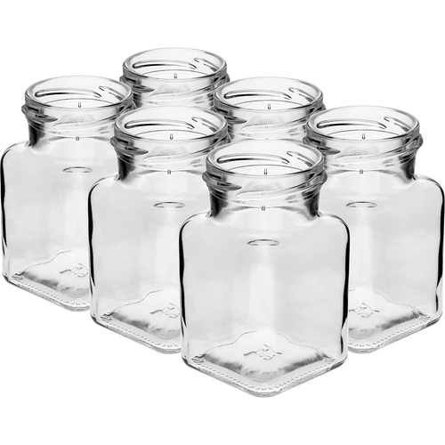 Pot twist off 150ml Vier hoeken fi 53 met zwart deksel, 6 stuks - 3 ['potten voor conserven', ' potten 150ml', ' potten met twist-off deksels', ' potten met klikdeksels', ' set van potten', ' potten voor conserven', ' potten met gekleurde deksels', ' gekleurde deksels', ' potten voor jam', ' potten voor kruiden', ' pot', ' pot met deksel']