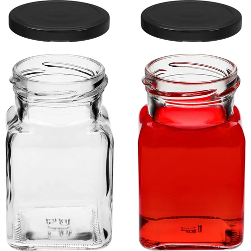 Pot twist off 150ml Vier hoeken fi 53 met zwart deksel, 6 stuks - 5 ['potten voor conserven', ' potten 150ml', ' potten met twist-off deksels', ' potten met klikdeksels', ' set van potten', ' potten voor conserven', ' potten met gekleurde deksels', ' gekleurde deksels', ' potten voor jam', ' potten voor kruiden', ' pot', ' pot met deksel']