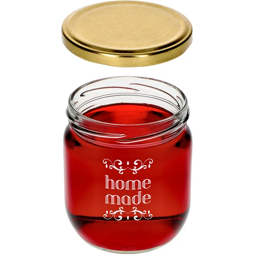 Pot Twist-off 425ml met opdruk 'Home Made' en deksel, 3 stuks - 5 ['potten met opdruk', ' decoratieve potten', ' potten met deksels', ' potten voor conserven', ' elegante potten', ' potten voor jam', ' pot met opdruk', ' pot met afbeelding', ' potten voor conserven', ' potten voor voorraadkast']