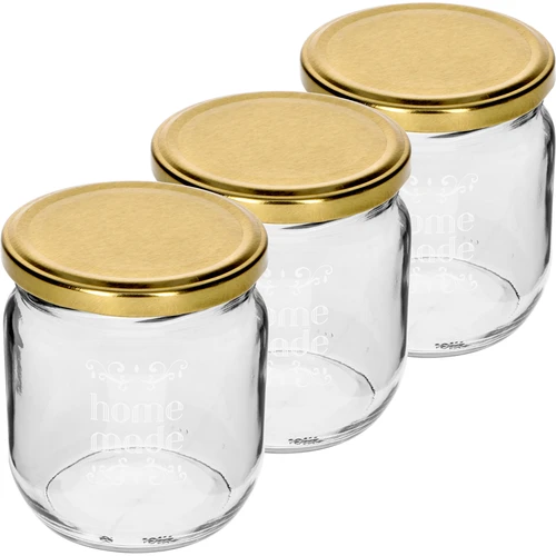 Pot Twist-off 425ml met opdruk 'Home Made' en deksel, 3 stuks - 2 ['potten met opdruk', ' decoratieve potten', ' potten met deksels', ' potten voor conserven', ' elegante potten', ' potten voor jam', ' pot met opdruk', ' pot met afbeelding', ' potten voor conserven', ' potten voor voorraadkast']