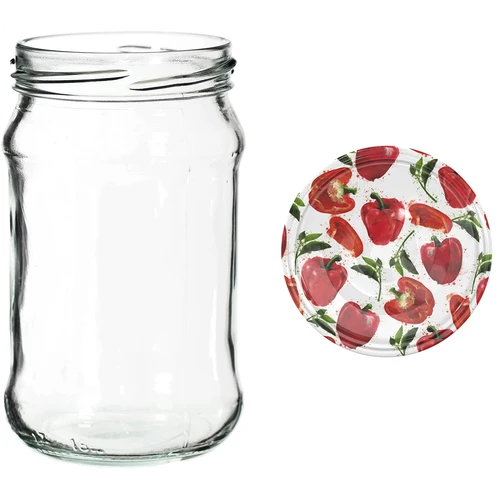 Potten 300 ml met gekleurd deksel fi 66 - 6 stuks - 10 ['potten voor conserven', ' potten 300 ml', ' set potten', ' potten voor conserven', ' potten met gekleurde deksels', ' gekleurde deksels', ' voor compotes', ' voor jam']