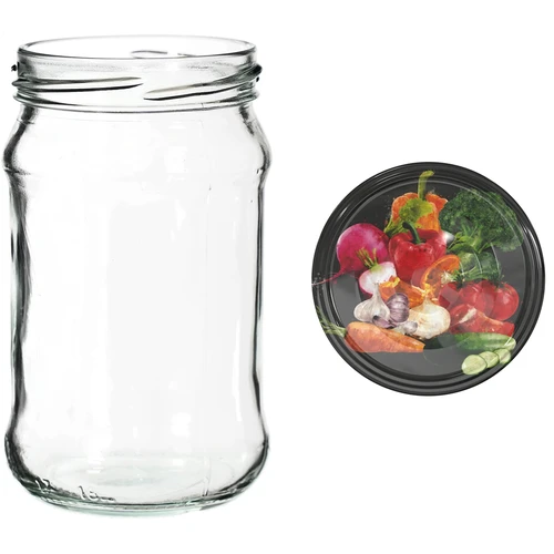 Potten 300 ml met gekleurd deksel fi 66 - 6 stuks - 11 ['potten voor conserven', ' potten 300 ml', ' set potten', ' potten voor conserven', ' potten met gekleurde deksels', ' gekleurde deksels', ' voor compotes', ' voor jam']