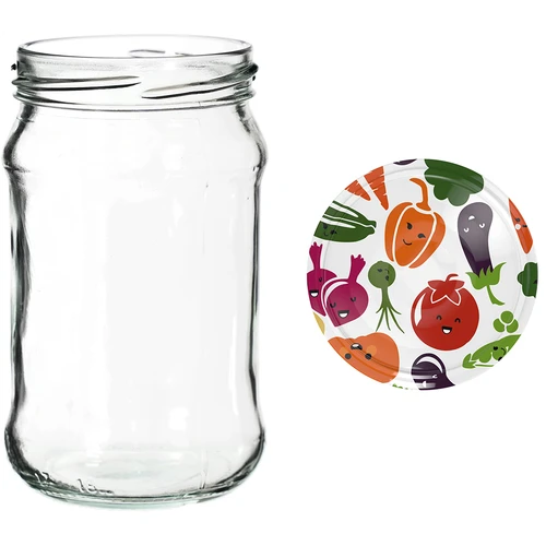 Potten 300 ml met gekleurd deksel fi 66 - 6 stuks - 12 ['potten voor conserven', ' potten 300 ml', ' set potten', ' potten voor conserven', ' potten met gekleurde deksels', ' gekleurde deksels', ' voor compotes', ' voor jam']