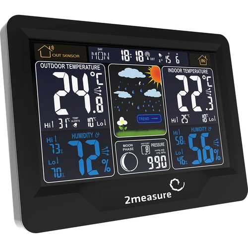 RCC weerstation, DCF – elektronisch, verlicht, draadloos, sensor, zwart - 4 ['draadloos weerstation', ' weerstation', ' draadloze sensor', ' drukmeting', ' vochtigheidsmeting', ' weerstation', ' multifunctioneel weerstation', ' elektronisch weerstation', ' multifunctionele weersomstandighedenmeter', ' praktisch cadeau']