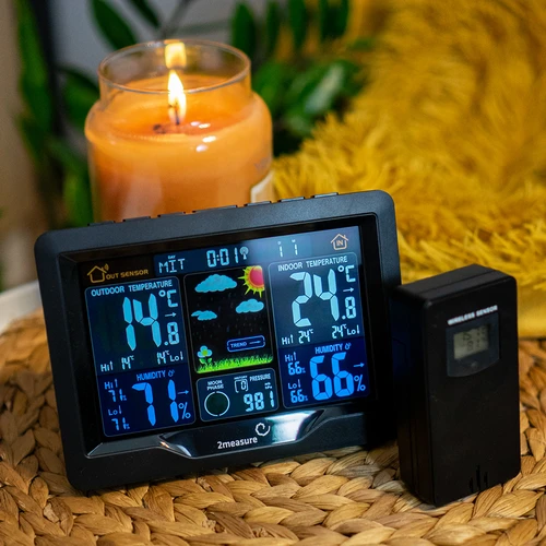 RCC weerstation, DCF – elektronisch, verlicht, draadloos, sensor, zwart - 13 ['draadloos weerstation', ' weerstation', ' draadloze sensor', ' drukmeting', ' vochtigheidsmeting', ' weerstation', ' multifunctioneel weerstation', ' elektronisch weerstation', ' multifunctionele weersomstandighedenmeter', ' praktisch cadeau']