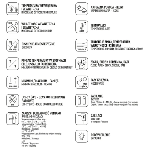 RCC weerstation, DCF – elektronisch, verlicht, draadloos, sensor, zwart - 11 ['draadloos weerstation', ' weerstation', ' draadloze sensor', ' drukmeting', ' vochtigheidsmeting', ' weerstation', ' multifunctioneel weerstation', ' elektronisch weerstation', ' multifunctionele weersomstandighedenmeter', ' praktisch cadeau']
