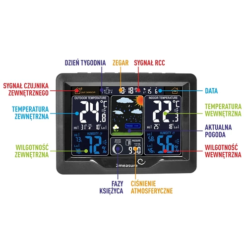 RCC weerstation, DCF – elektronisch, verlicht, draadloos, sensor, zwart - 10 ['draadloos weerstation', ' weerstation', ' draadloze sensor', ' drukmeting', ' vochtigheidsmeting', ' weerstation', ' multifunctioneel weerstation', ' elektronisch weerstation', ' multifunctionele weersomstandighedenmeter', ' praktisch cadeau']