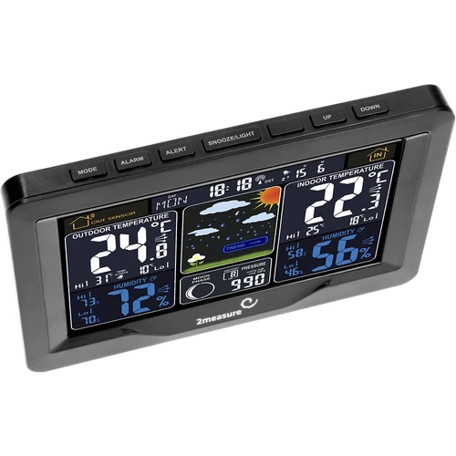RCC weerstation, DCF – elektronisch, verlicht, draadloos, sensor, zwart - 5 ['draadloos weerstation', ' weerstation', ' draadloze sensor', ' drukmeting', ' vochtigheidsmeting', ' weerstation', ' multifunctioneel weerstation', ' elektronisch weerstation', ' multifunctionele weersomstandighedenmeter', ' praktisch cadeau']