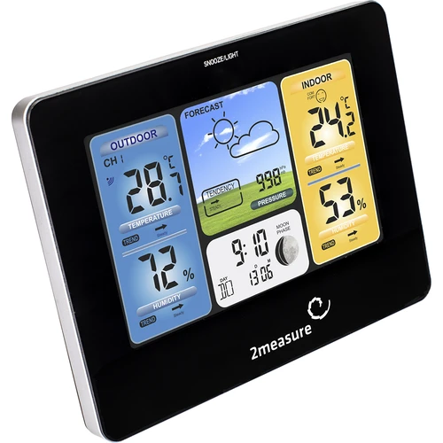 RCC Weerstation – elektronisch, verlicht, draadloos, sensor, zwart - 6 ['draadloos weerstation', ' meting van buitentemperatuur en binnentemperatuur', ' vochtigheidsmeting', ' weerstation met kleurendisplay', ' nauwkeurig weerstation', ' cadeau', ' black weekend', ' weerstation']