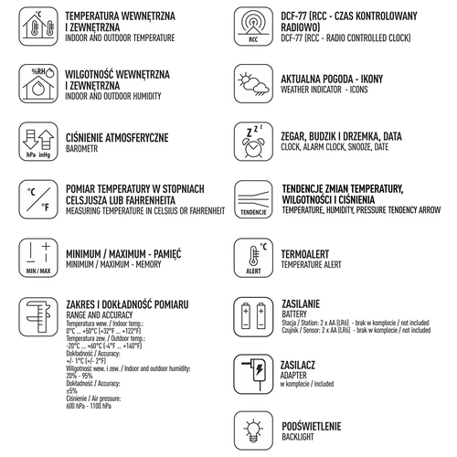 RCC Weerstation – elektronisch, verlicht, draadloos, sensor, zwart - 10 ['draadloos weerstation', ' meting van buitentemperatuur en binnentemperatuur', ' vochtigheidsmeting', ' weerstation met kleurendisplay', ' nauwkeurig weerstation', ' cadeau', ' black weekend', ' weerstation']