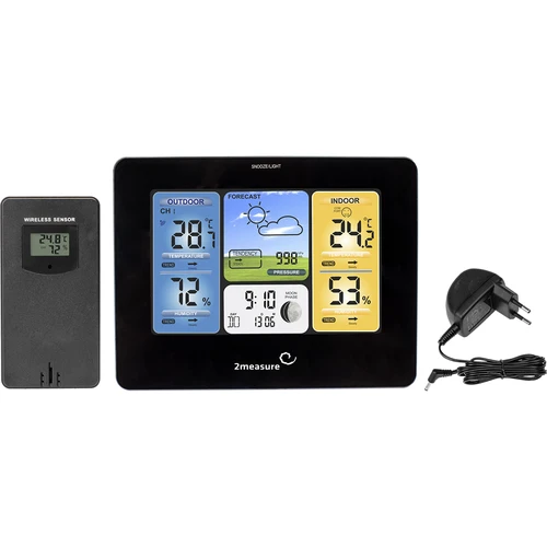 RCC Weerstation – elektronisch, verlicht, draadloos, sensor, zwart - 2 ['draadloos weerstation', ' meting van buitentemperatuur en binnentemperatuur', ' vochtigheidsmeting', ' weerstation met kleurendisplay', ' nauwkeurig weerstation', ' cadeau', ' black weekend', ' weerstation']