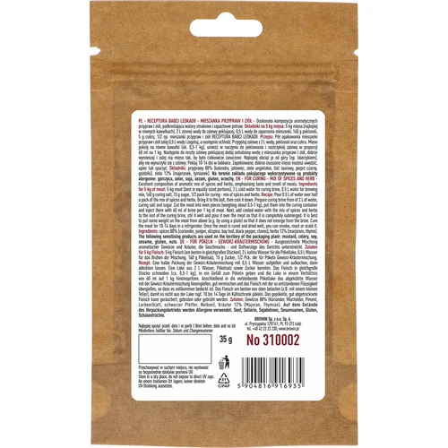 Recept van Oma Leokadia Voor Pekelen, 35 g - 2 ['kruiden- en specerijenmix', ' kruiden en specerijen', ' kruiden voor vlees', ' kruiden voor vlees', ' voor varkensvlees', ' voor rundvlees', ' voor kalfsvlees', ' voor gevogelte', ' voor pekelen']