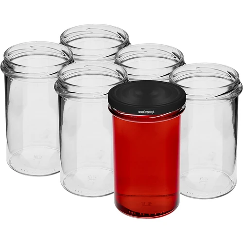 Rechte pot 545ml (fi 82) - met zwarte deksel, 6 stuks - 3 ['set potten', ' potten voor fermenteren', ' potten voor jam', ' potten met deksels', ' potten fi 82', ' potten met 6 clips deksels', ' potten met zwarte deksels', ' voor conserven', ' voor wecken', ' voor vlees', ' pottenverzameling', ' rechte pot']
